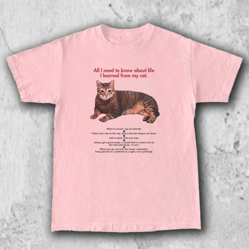 猫 イラストTシャツ|I learned from my cat – necome