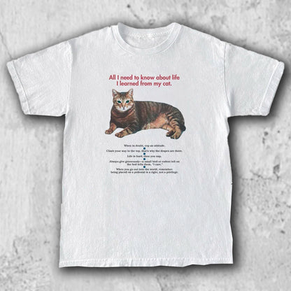 猫 イラストTシャツ｜I learned from my cat – necome