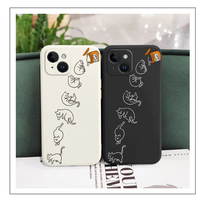 猫イラストのiphoneケースの白と黒