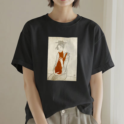 猫と和のアートTシャツ｜Silent Embrace – necome オリジナル