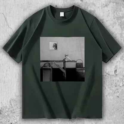 猫 フォトアートTシャツ｜静かな午後 – necome オリジナル