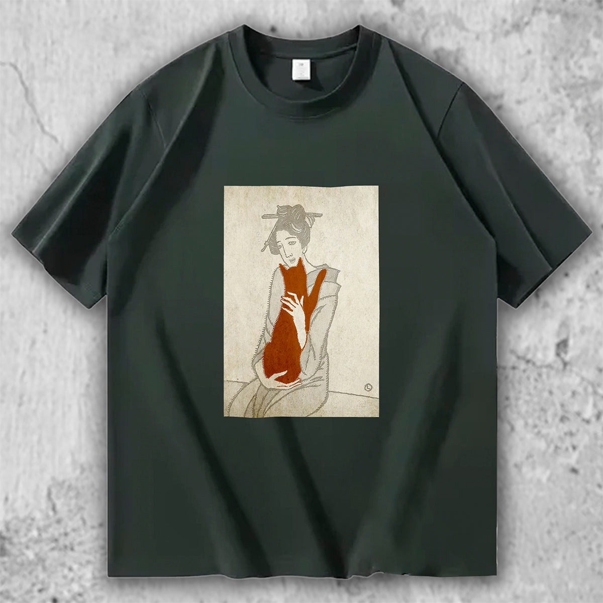 猫と和のアートTシャツ｜Silent Embrace – necome オリジナル