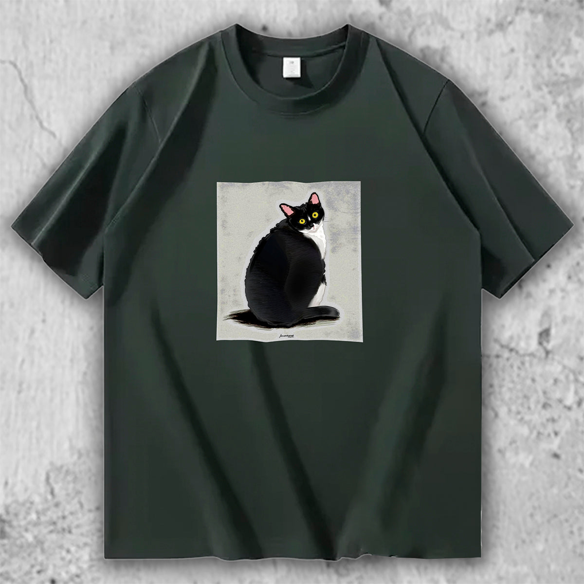 【人気No.2 】The Look Back｜黒猫アートTシャツ – necome