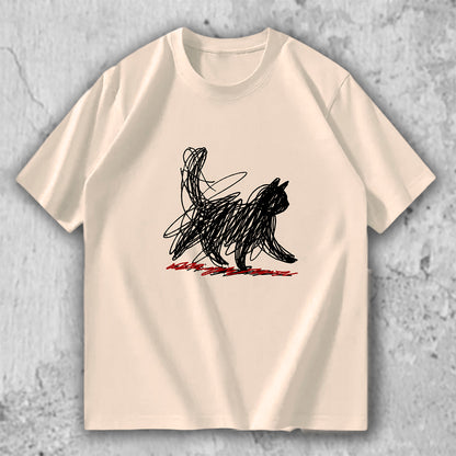 猫 アートTシャツ｜Sketch Cat – necome