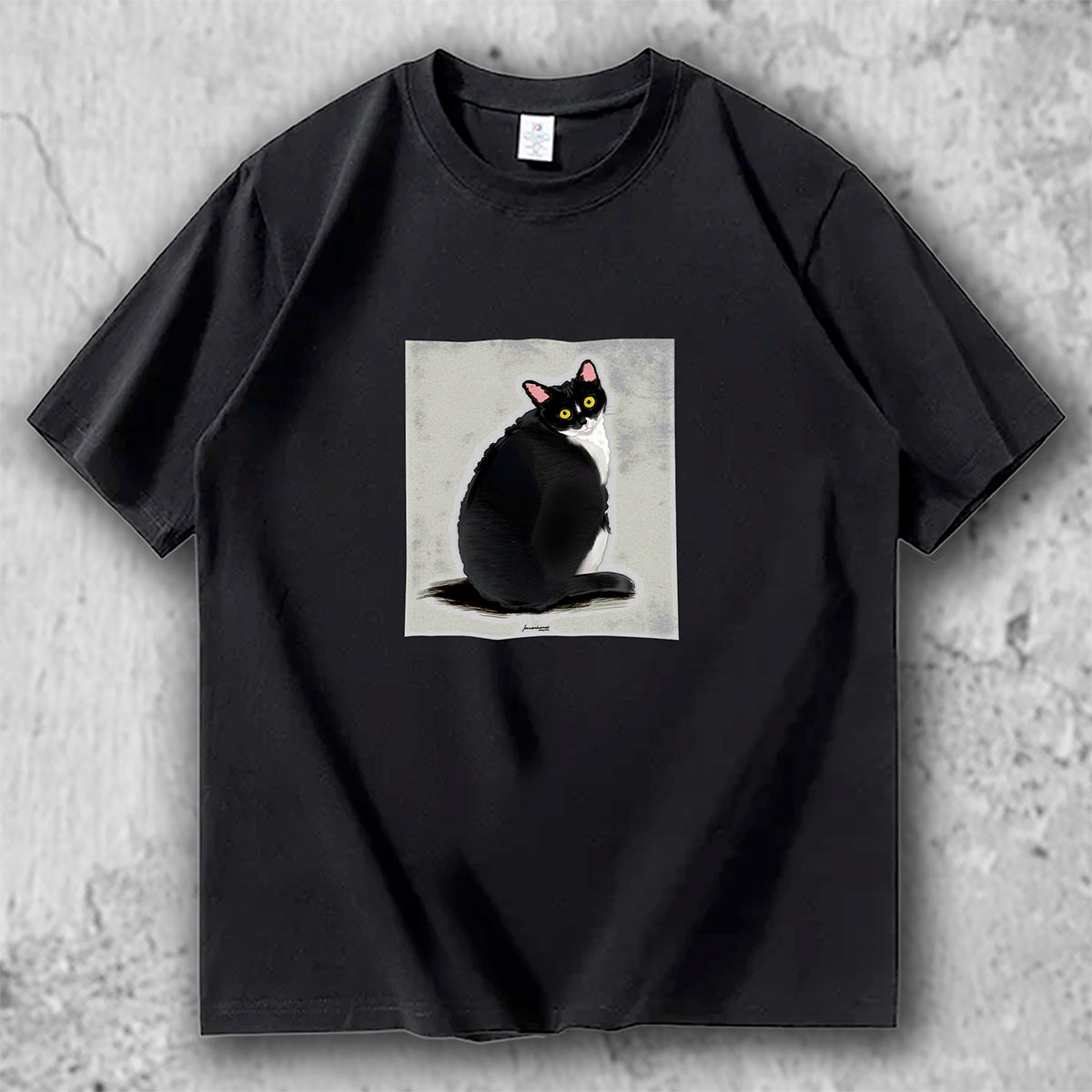 【人気No.2 】The Look Back｜黒猫アートTシャツ – necome