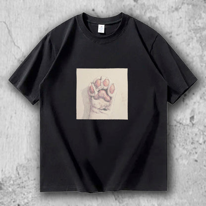 猫 肉球 アートTシャツ｜そっと触れた記憶 – necome オリジナル