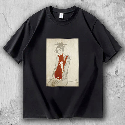 猫と和のアートTシャツ｜Silent Embrace – necome オリジナル