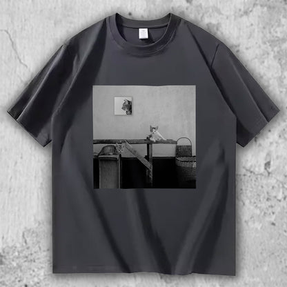猫 フォトアートTシャツ｜静かな午後 – necome オリジナル