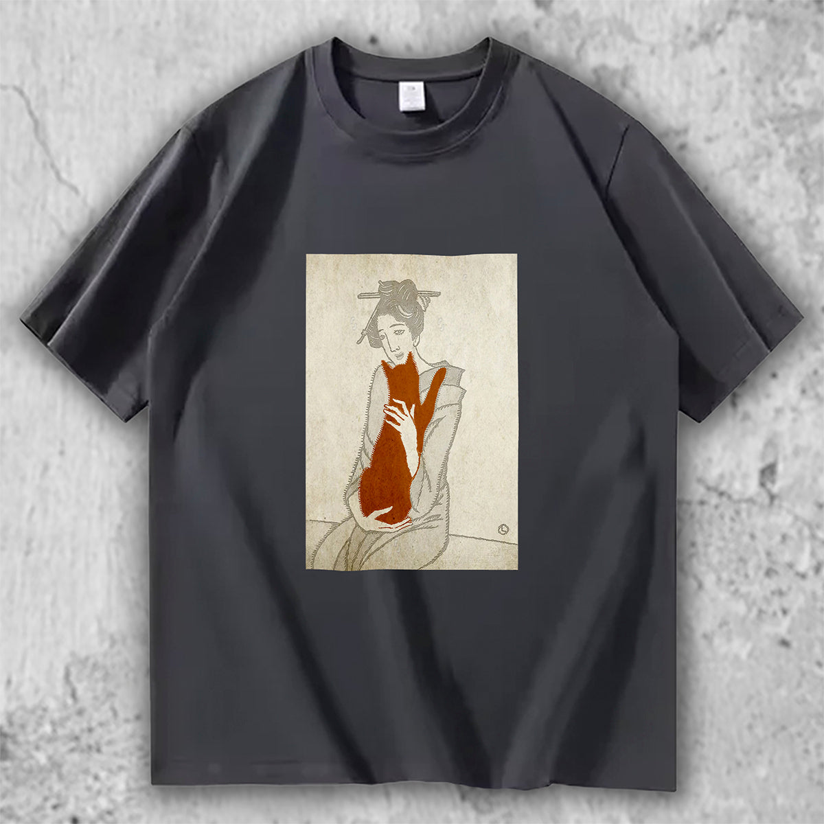 猫と和のアートTシャツ｜Silent Embrace – necome オリジナル