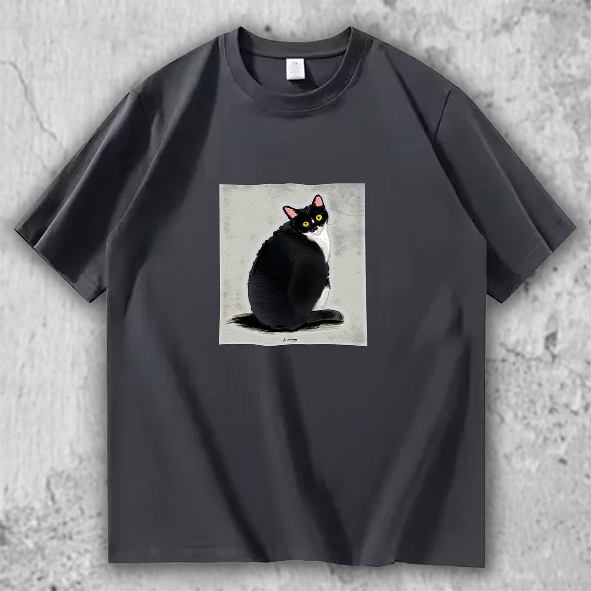 【人気No.2 】The Look Back｜黒猫アートTシャツ – necome
