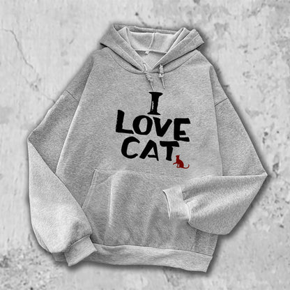 I LOVE CAT パーカー グレー