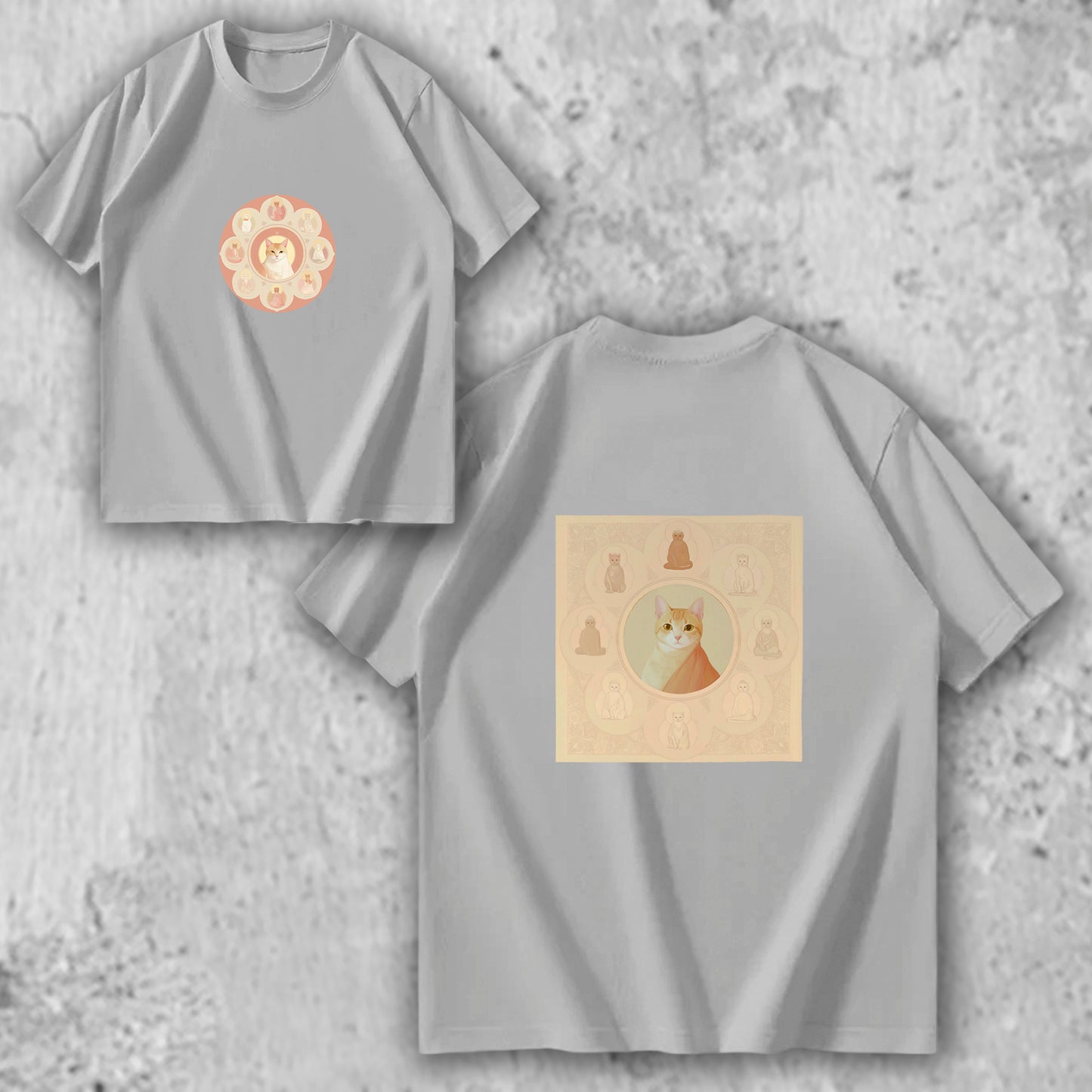 猫 マンダラ Tシャツ｜記憶と祈りの環 – necome オリジナル（両面プリント）