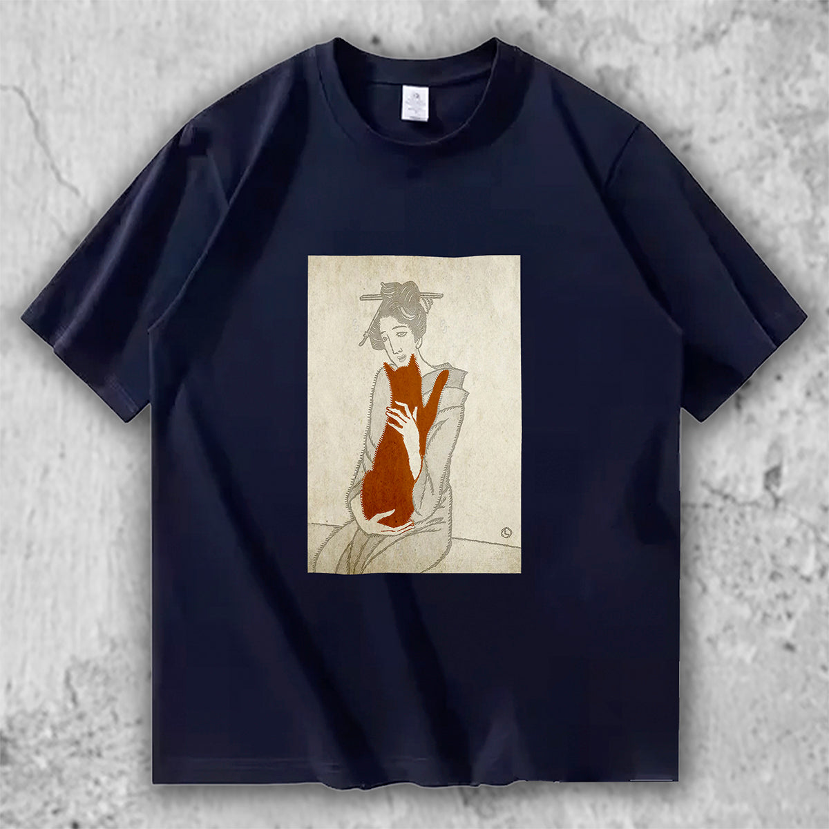 猫と和のアートTシャツ｜Silent Embrace – necome オリジナル