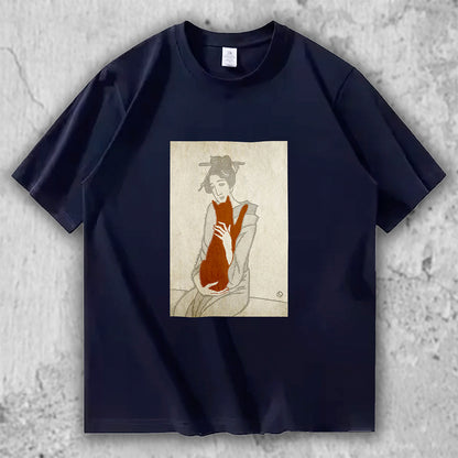 猫と和のアートTシャツ｜Silent Embrace – necome オリジナル