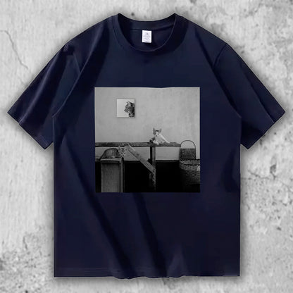 猫 フォトアートTシャツ｜静かな午後 – necome オリジナル