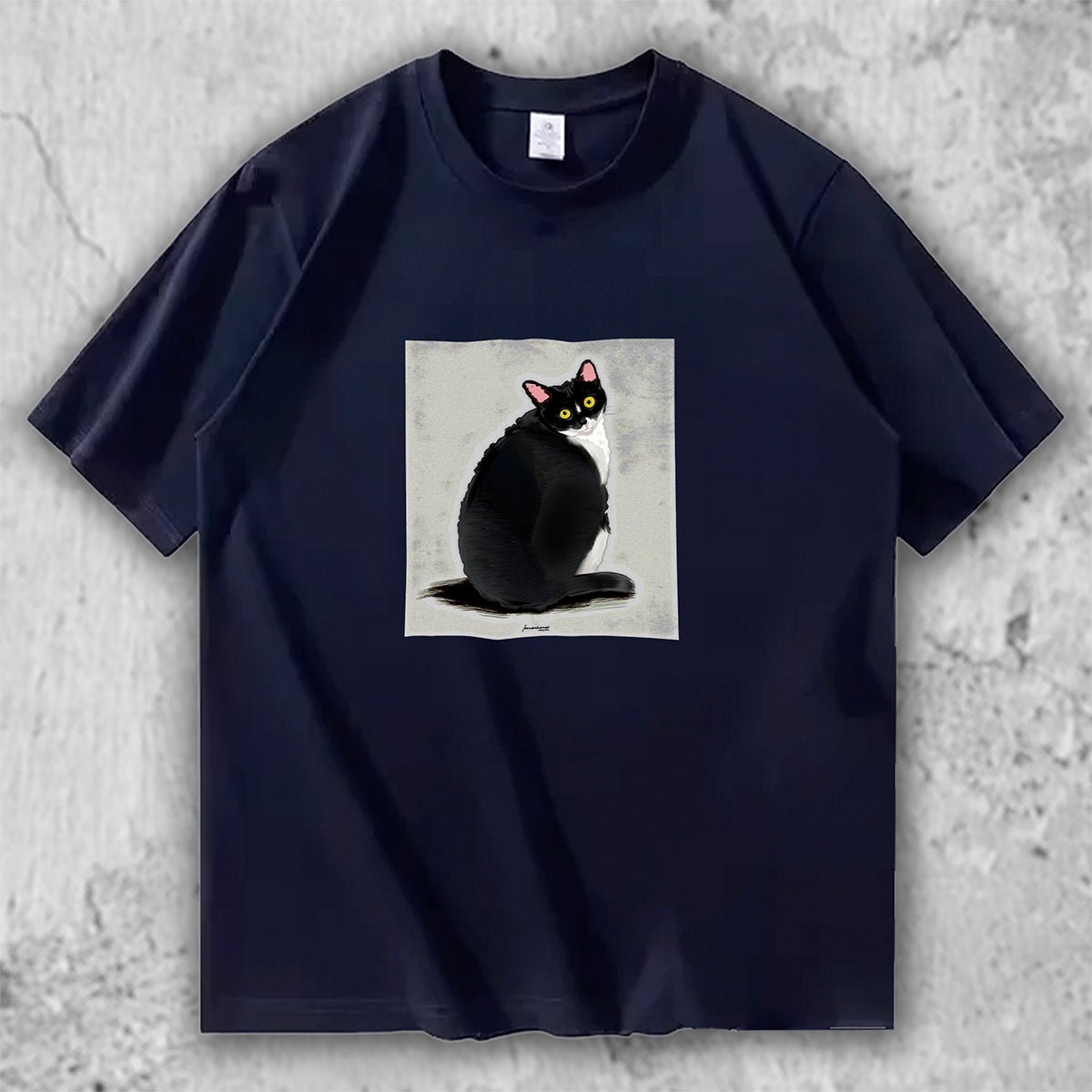 【人気No.2 】The Look Back｜黒猫アートTシャツ – necome