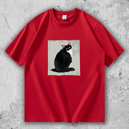 【人気No.2 】The Look Back｜黒猫アートTシャツ – necome