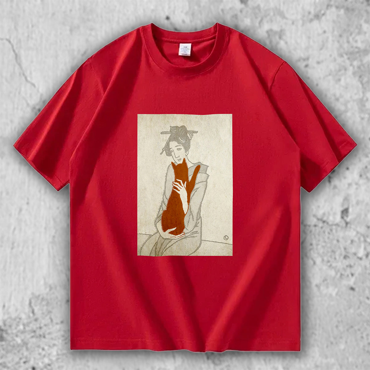 猫と和のアートTシャツ｜Silent Embrace – necome オリジナル