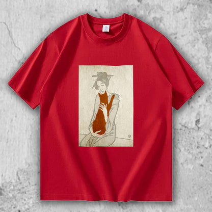 猫と和のアートTシャツ｜Silent Embrace – necome オリジナル