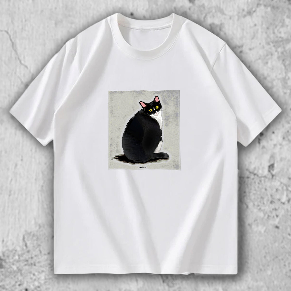 【人気No.2 】The Look Back｜黒猫アートTシャツ – necome